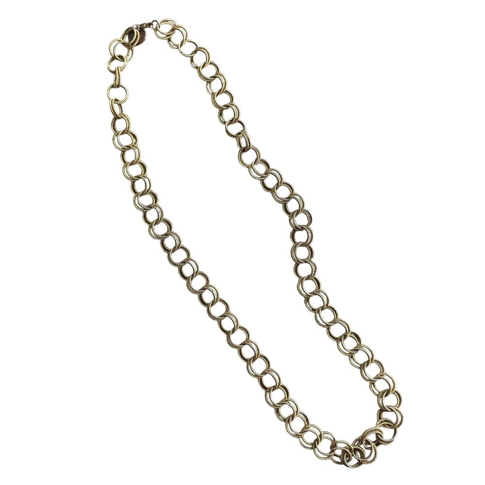Betsey Johnson Gold Tone Double Link Chain Necklace 36 Inch Statement Textured S